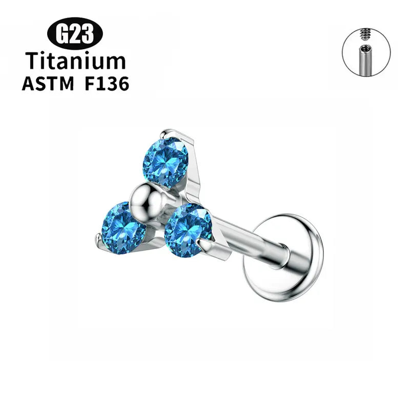 Titanium Lip & Cartilage Piercing Jewelry 16G Opal Zircon Tragus Earrings