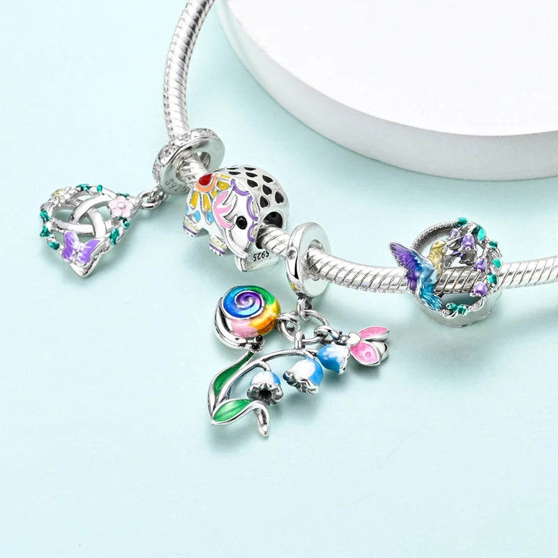Spring Charms Beads Pendant Set for Jewelry Making - Flower Butterfly Mushroom