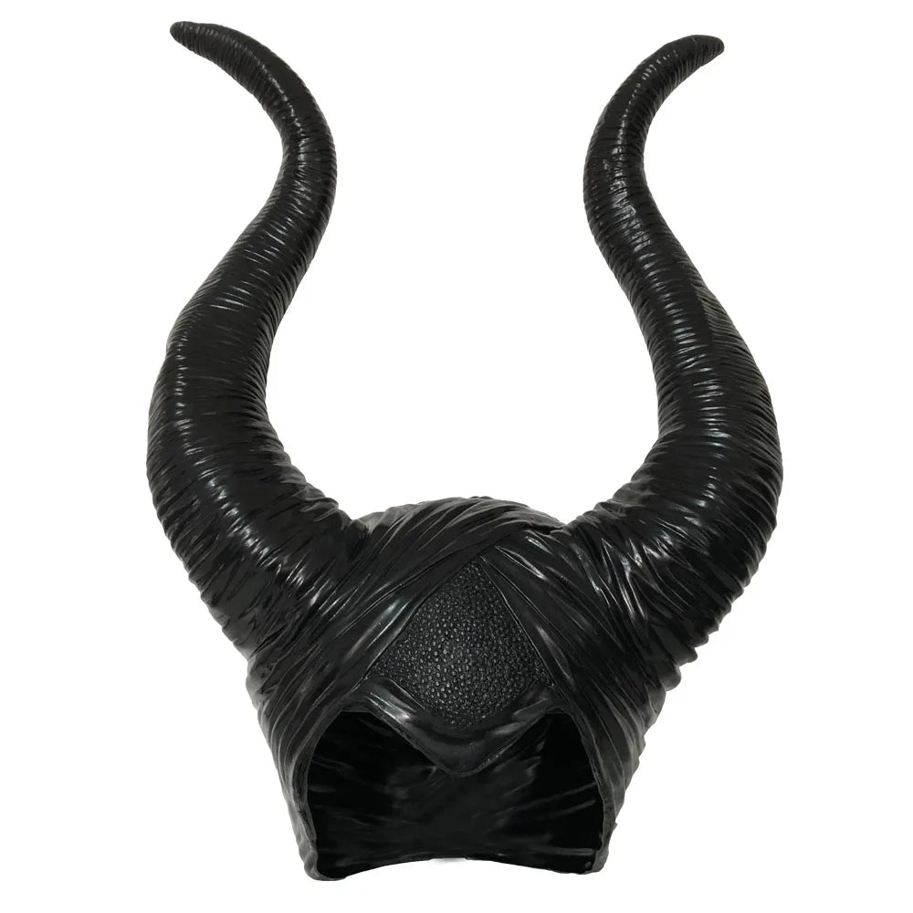 Black Witch Queen Horns Costume Hat Mask for Halloween Cosplay Party Accessories