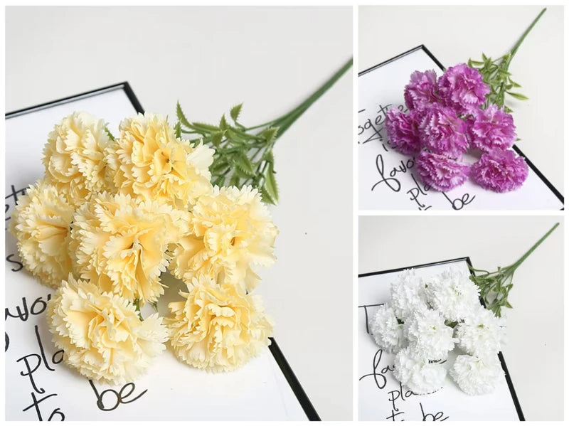 Artificial Carnation Flower Bouquet - Realistic Fake Flowers for Home Decor & Weddings