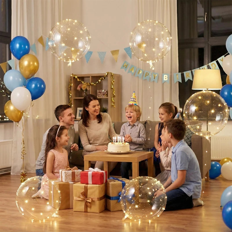 10Set LED Lighted Transparent Balloons for Parties and Weddings - 20 Inch