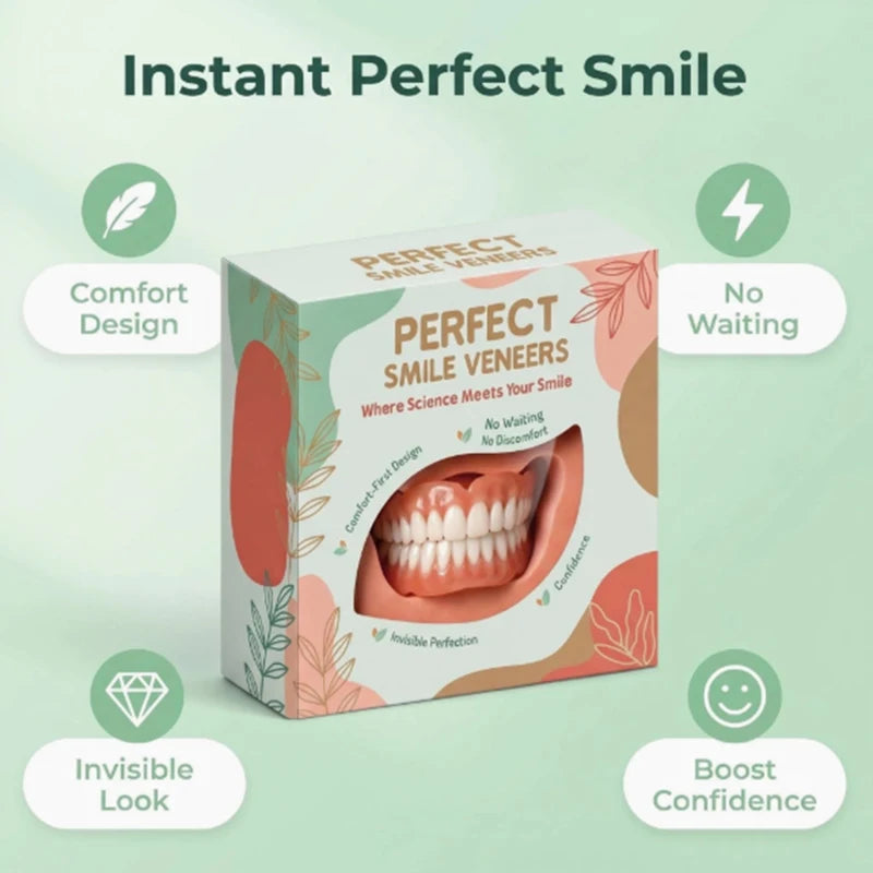 Full Set Silicone Dental Dentures for Men Women - Natural Shade, Daily Oral Hygiene Kit