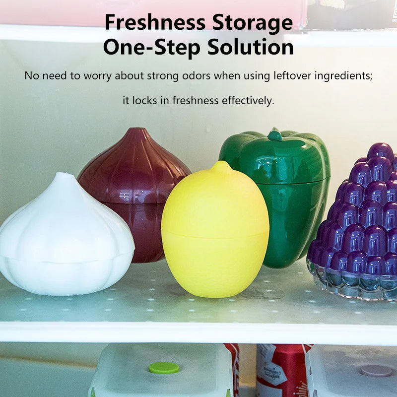 Food Storage Container Set with Fun Lemon & Onion Shapes - Reusable Pantry Organizer