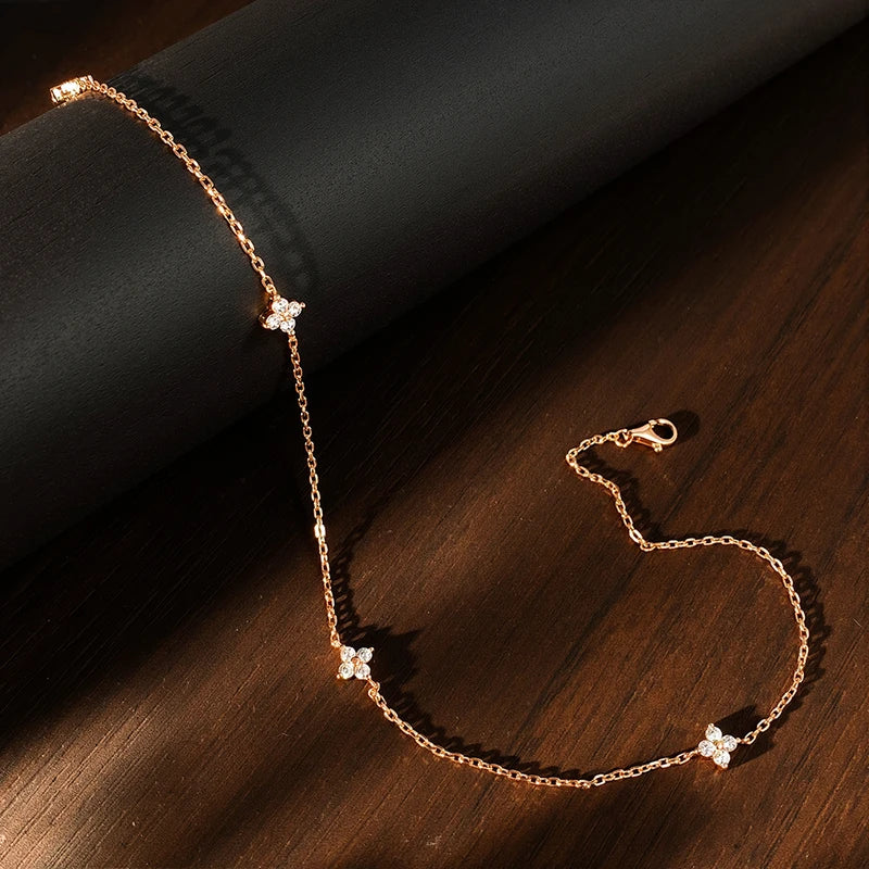 Knobspin Four-Leaf Clover Moissanite Necklace 2mm Lab Created Sterling Silver Jewelry
