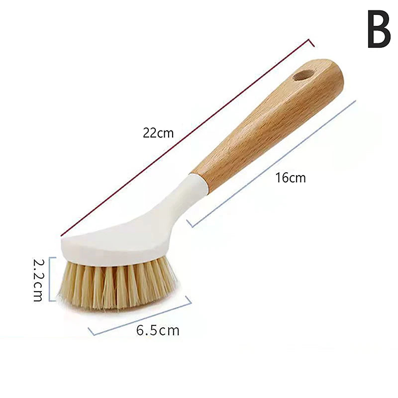 Kitchen Cleaning Brush with Wooden Handle for Dishwashing & Pan Cleaning