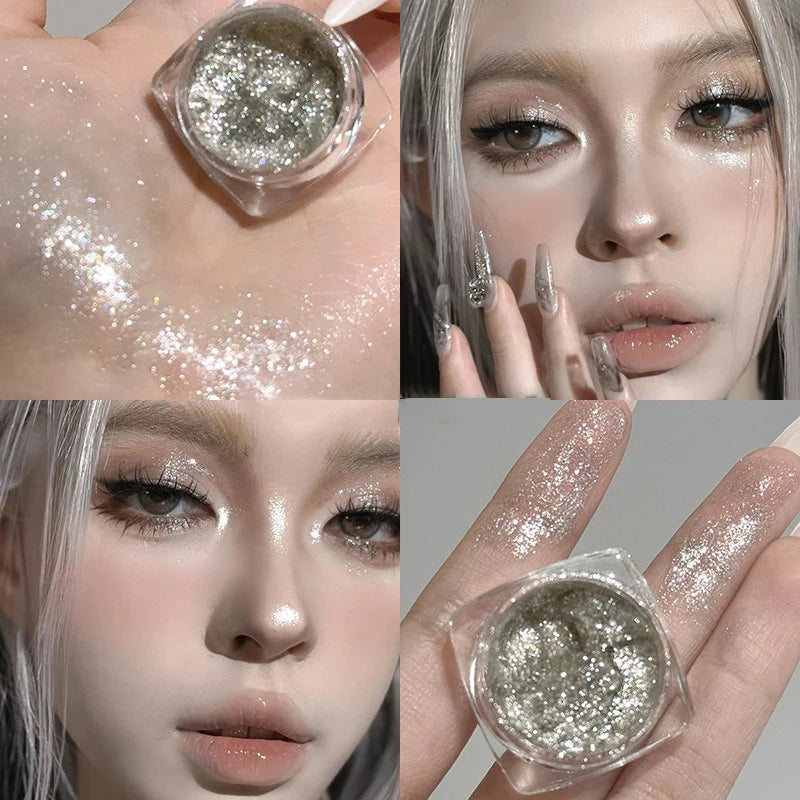 Liquid Glitter Eyeshadow and Body Highlighter Gel - Monochrome Sparkle Brightening