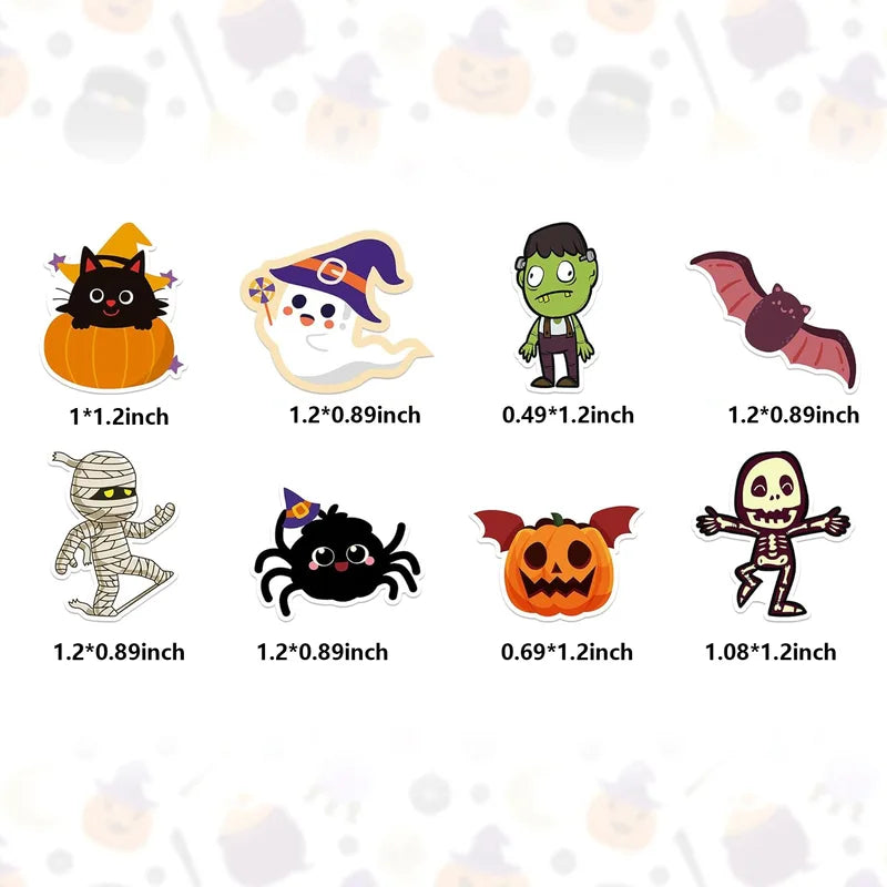 500pcs Halloween Sticker Roll Set - Funny Pumpkin Ghost Skull Spider Bat Labels for DIY Crafts