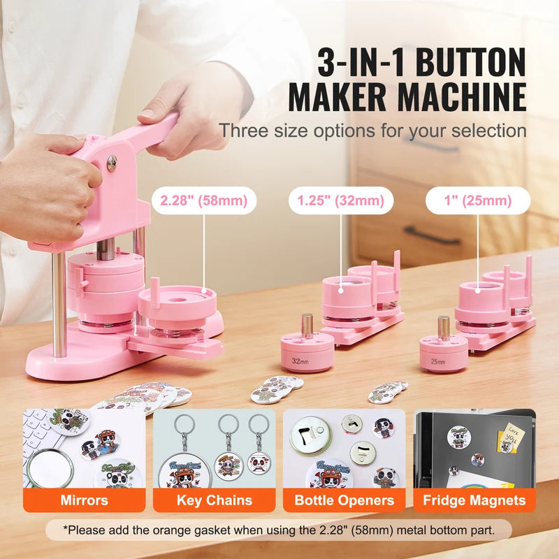 3-in-1 Button Maker Machine with Panda Magic Book - Badge & Gift Craft Kit