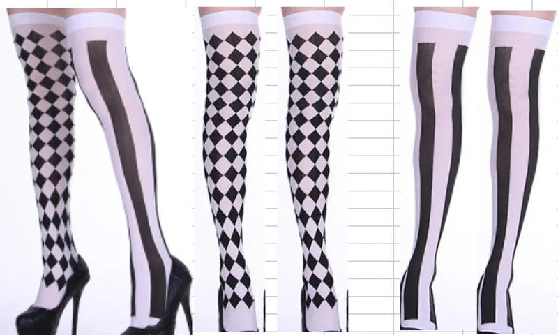 Halloween Checkered & Striped Dance Socks for Costumes - Multiple Colors