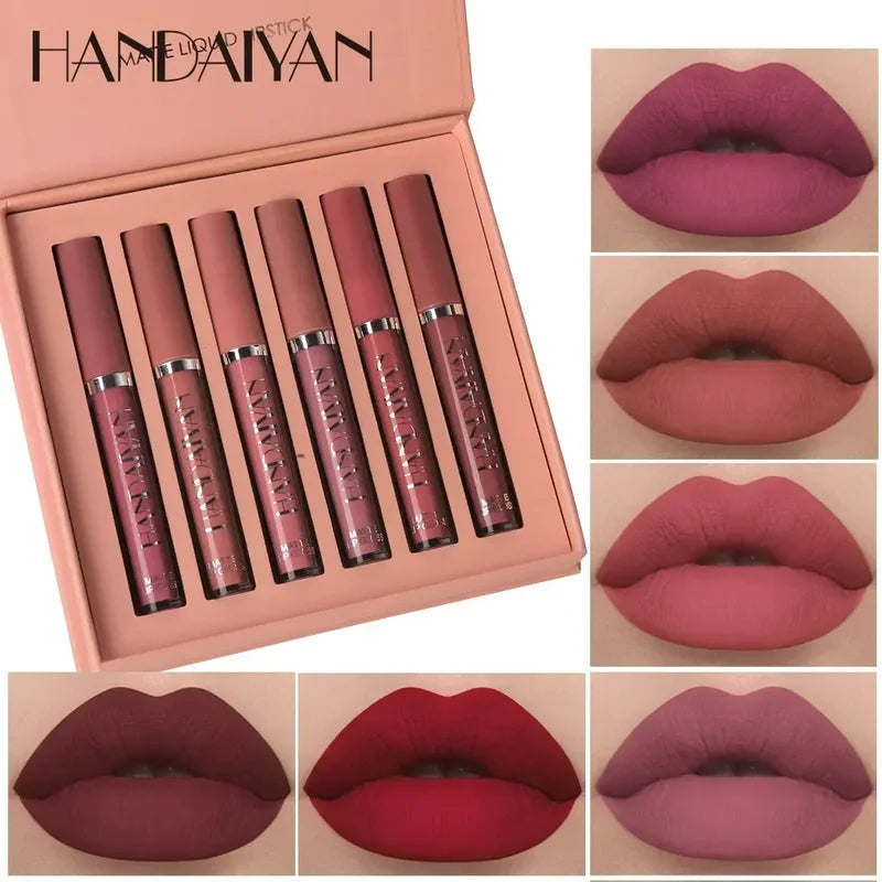 6-Piece Waterproof Long-Lasting Matte Lipstick Set for Women - Non-Stick & Hydrating