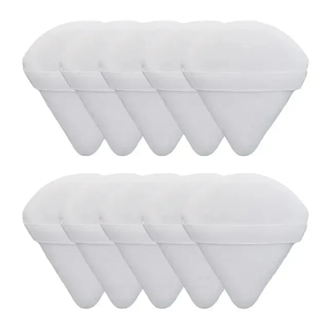 Triangle Velvet Powder Puff Set - Mini Face Makeup Sponges, Washable, Lightweight