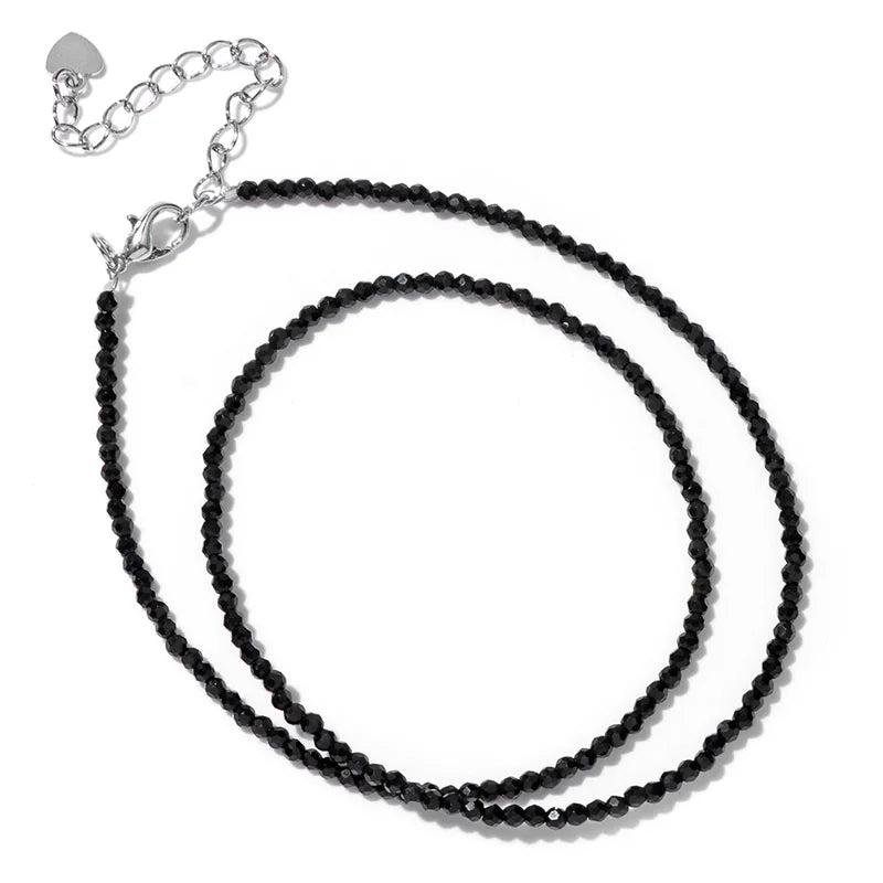 Multicolor Natural Stone Beaded Necklace 2mm Choker for Men Women Jewelry Gift