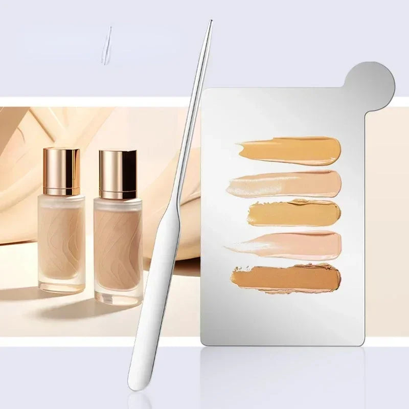 Stainless Steel Makeup Mixing Spatula Dual Heads Cosmetic Tool - Travel Friendly