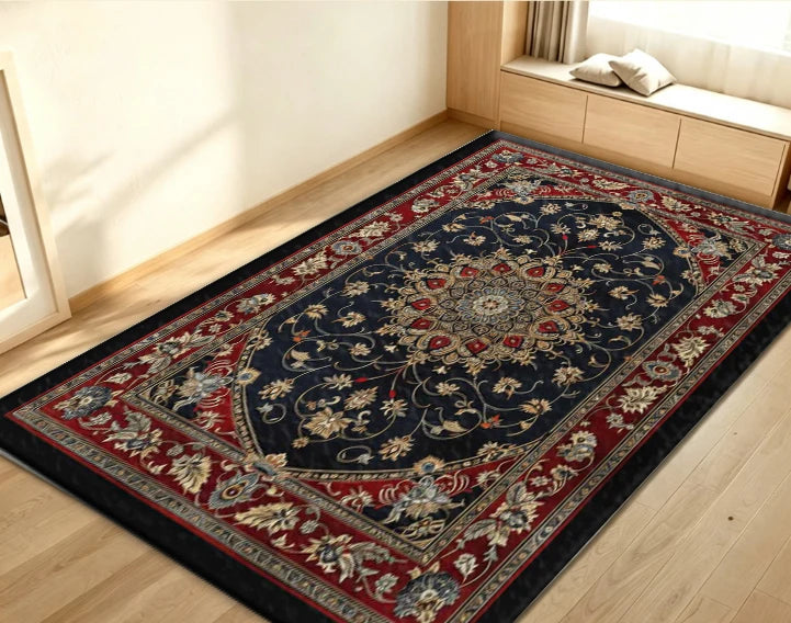 Traditional Oriental Medallion Area Rug - Classic Living Room Carpet, Multiple Sizes