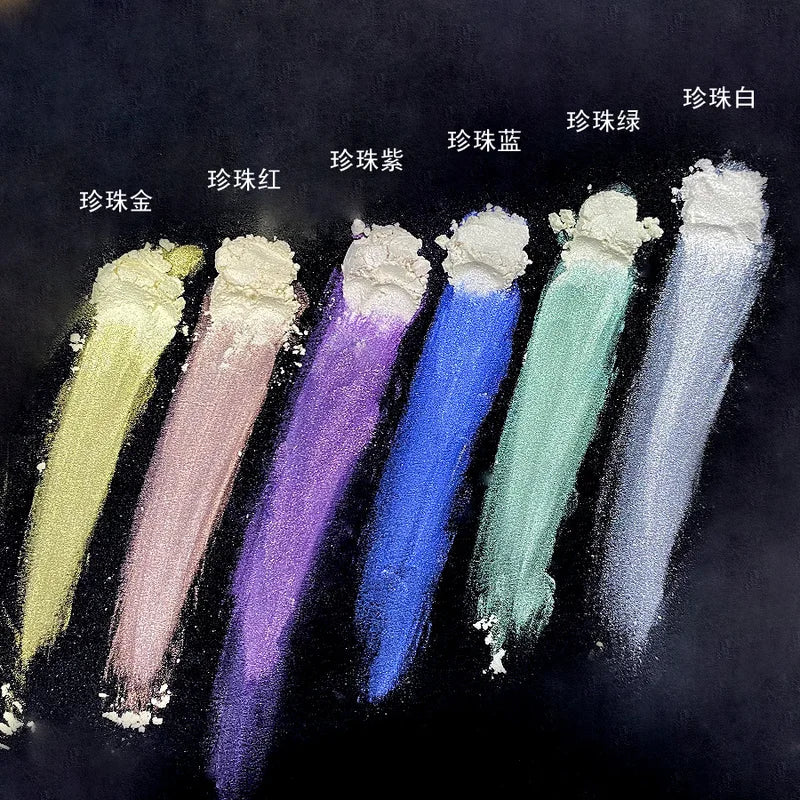 6Pcs Aurora Mermaid Nail Art Powder Set High-Gloss Pearl Chrome Pigment for Manicure