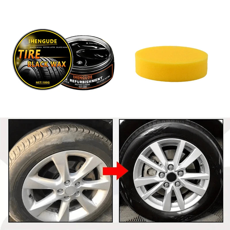 Black Tire Wax 100g - Long-Lasting Car Tire Shine & Protection