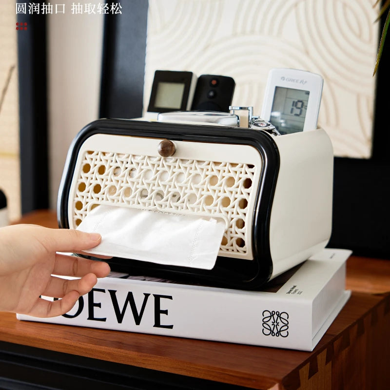 Decor Tissue Box Holder with Remote Storage Organizer for Living Room Coffee Table