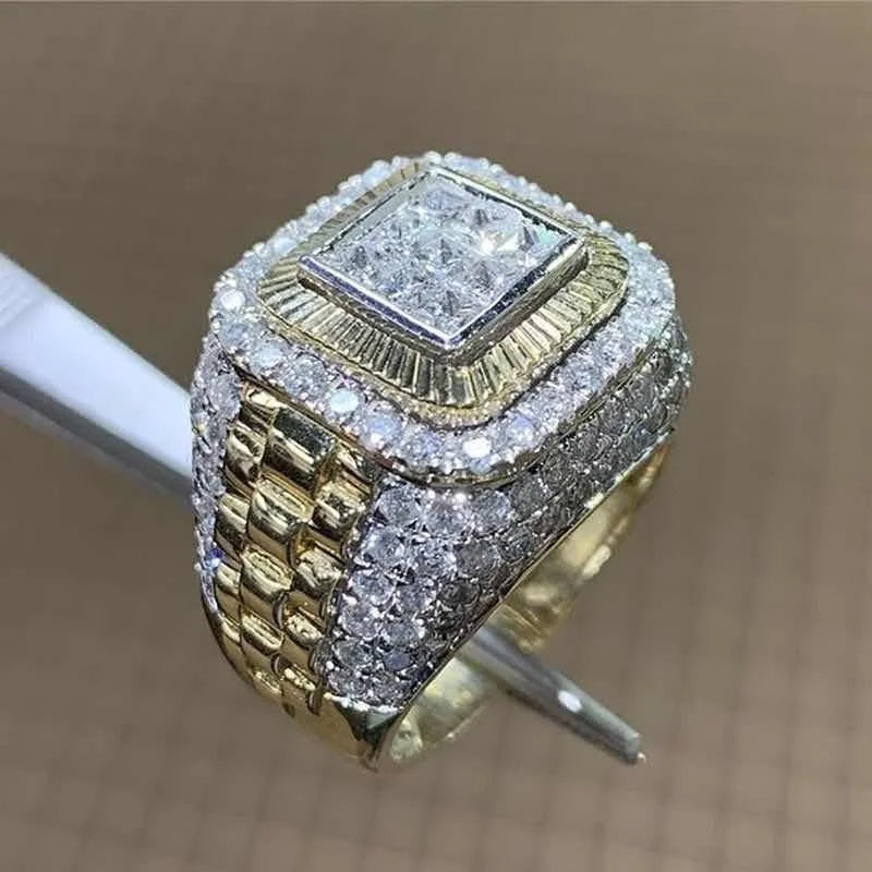 Gold Hip Hop Ring for Men & Women - Inlaid Zircon Punk Wedding Jewelry
