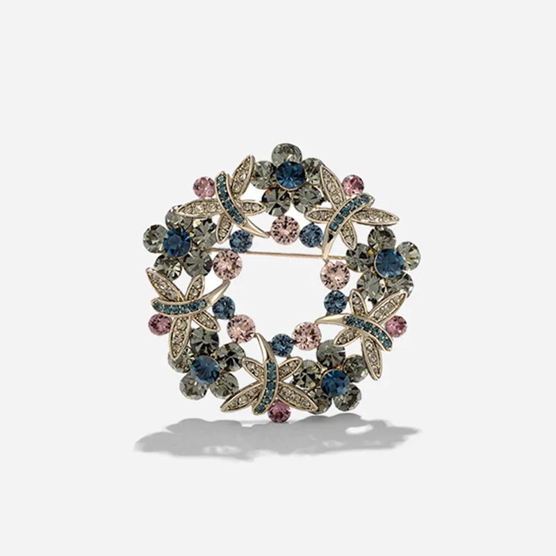 Women Elegant Crystal Garland Brooch Pin - High-End Fashion Accessory for Clothing & Gifts