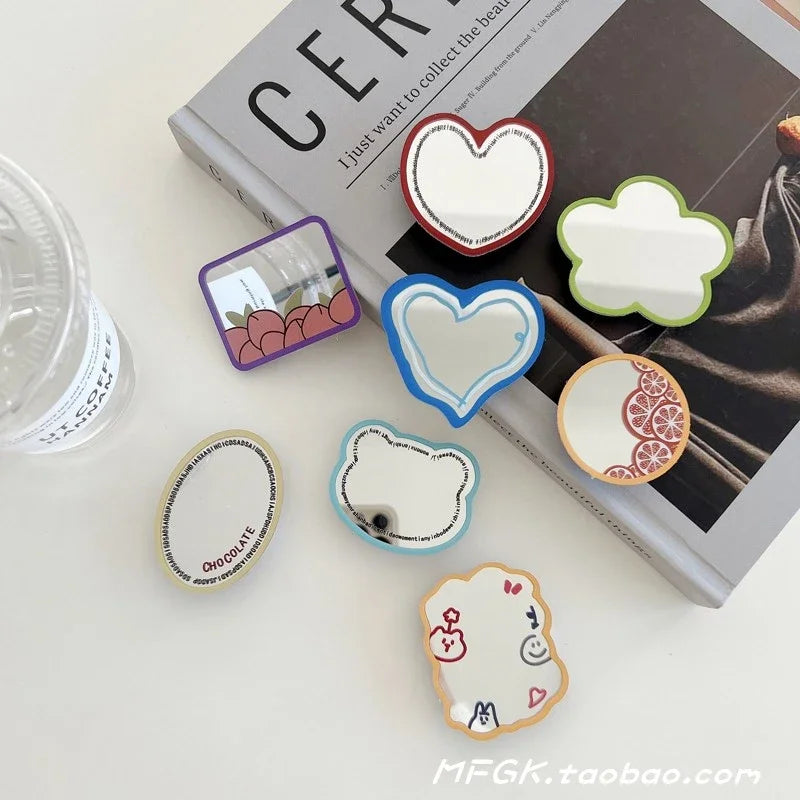 3D Cute Cartoon Makeup Mirror Ring Grip Phone Holder Stand - Universal Compatibility