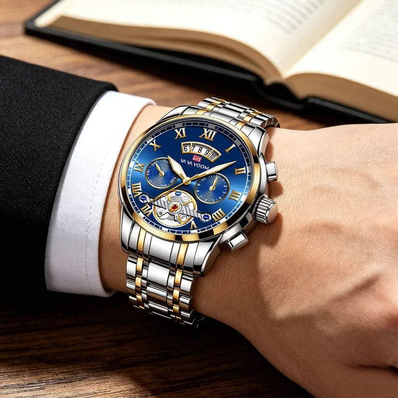 Men's Luxury Sport Watch with Luminescent Dial Waterproof Stainless Steel