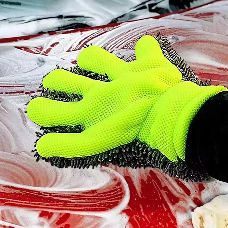 Microfiber Car Wash Gloves Double-Sided Cleaning Sponge Scratch-Free Detailing Tool