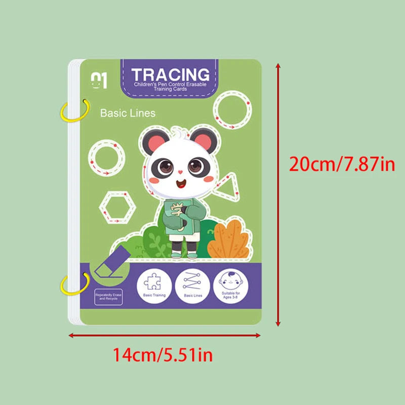 Children's Reusable Practice Book Set with Erasable Pen - Early Writing & Drawing Skills