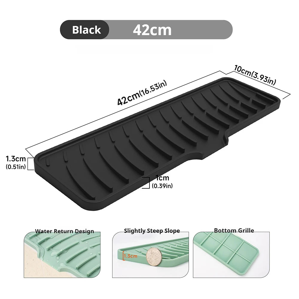 Kitchen Sink Drain Mat Silicone Drying Pad Anti-Slip Drainage Protector