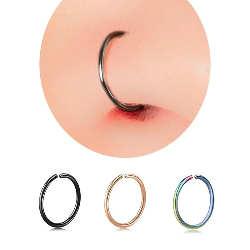Mini Nose Rings Set - 14K Gold Plated Nose Hoop Jewelry for Women & Men