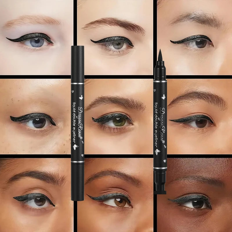 Double-Ended Waterproof Eyeliner Pen - Smudge-Proof Liquid Makeup