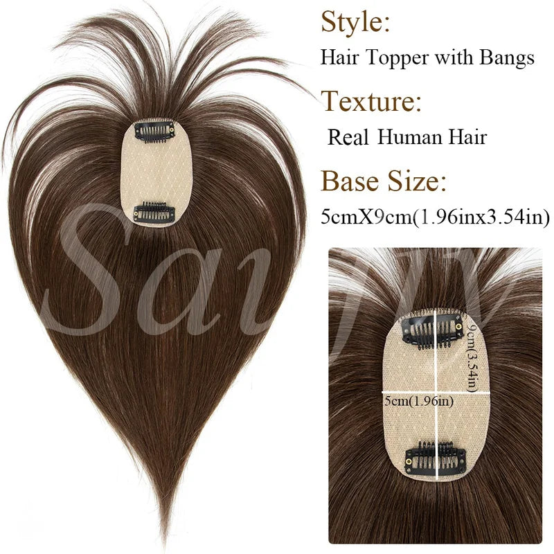 Human Hair Toppers for Women - Clip-In Volumizer & Thinning Hair Cover, 8-14 Inch Options