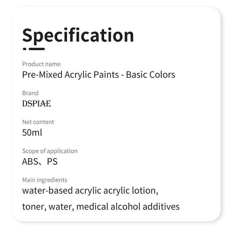 Water-Based Acrylic Paint for Model Making & Hobby Spray Painting 50ML