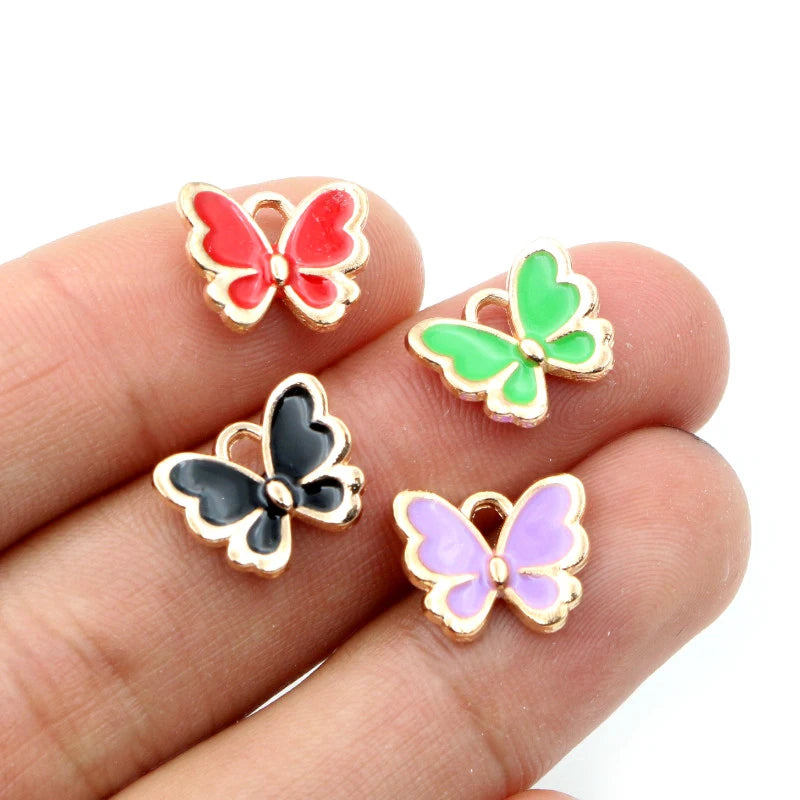 20pcs Butterfly Charms Pendant Enamel Alloy Jewelry Making Accessories
