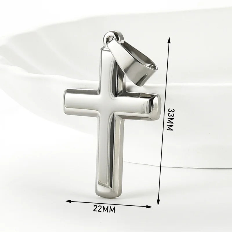 Minimalist Christian Stainless Steel Cross Pendant Necklace for Men Women