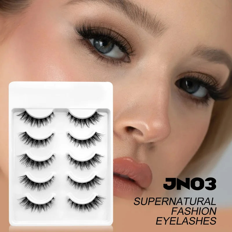 Veltrinay Faux Mink False Eyelashes Natural Look Wispy Winged Eye Makeup