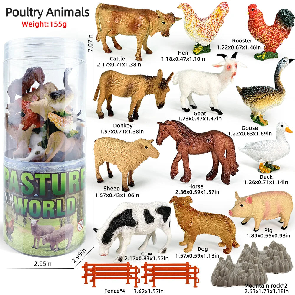 Miniature Animal Action Figures Set - Dinosaur, Lion, Shark, Horse, Zoo Toys for Kids