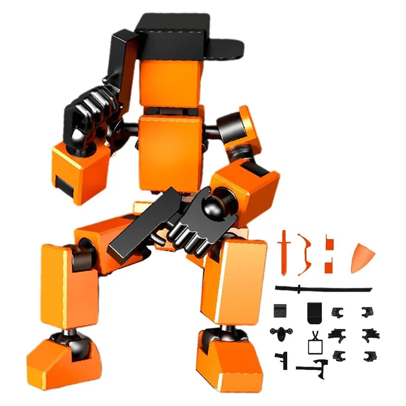 Mini Action Figures Toys with Accessories - Articulated Robot Collectible for Desk Decor