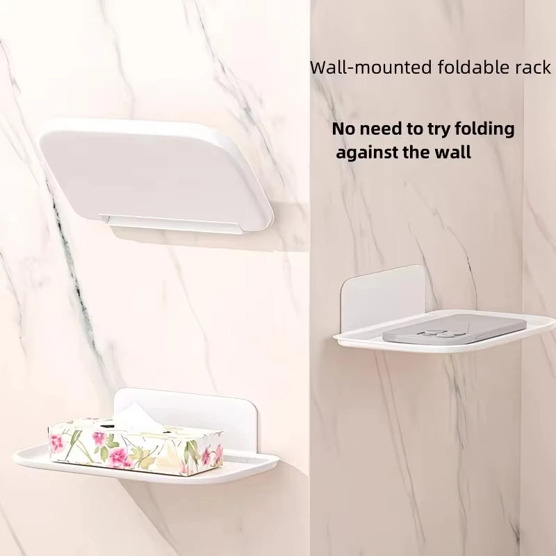 Foldable Wall-Mounted Shelf Organizer Space Saver with Phone & Router Tray