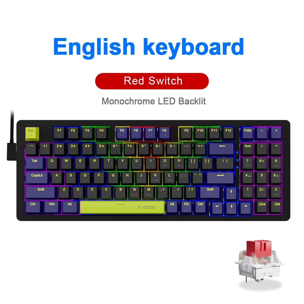 Mechanical Gaming Keyboard 94 Keys Hot-Swap RGB Backlit Wired Keyboard