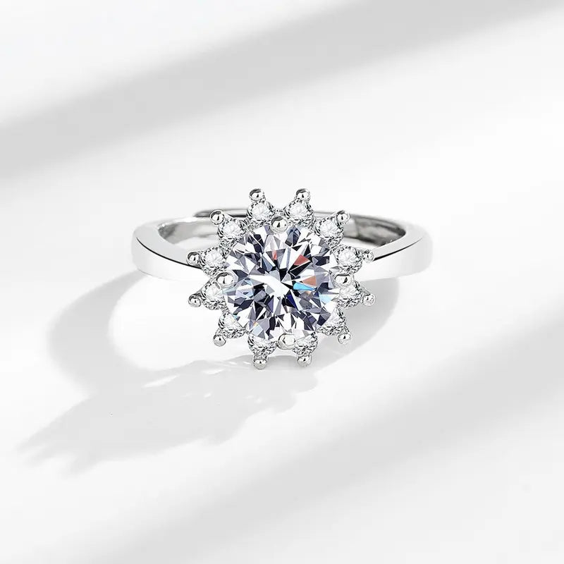 2ct Moissanite Sterling Silver Engagement Ring for Women Wedding Jewelry