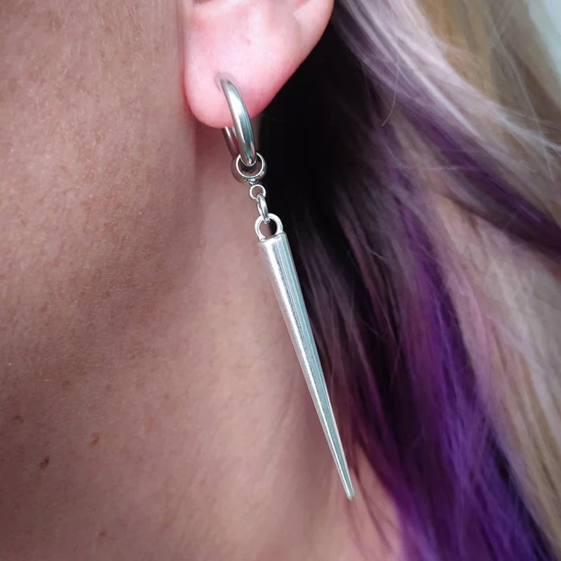Large Spike Huggie Hoop Earrings Gothic Punk Emo Alternative Jewelry for Women & Men