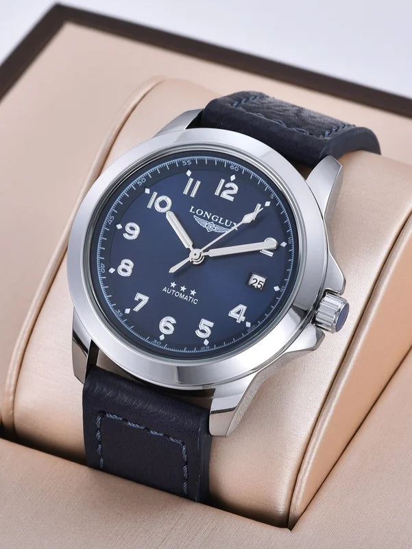 Men's Automatic Mechanical Pilot Watch Waterproof Luminous Leather Strap Classic Business