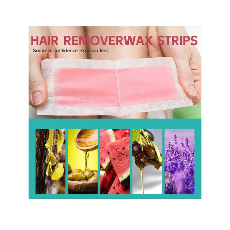 Professional Hair Removal Wax Strips & Soothe Oil Wipes - Summer Depilation Kit