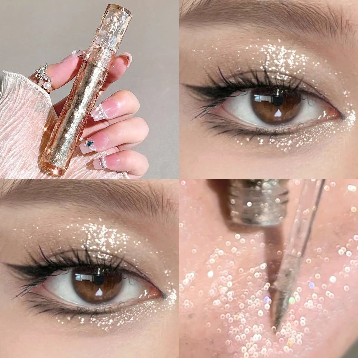 Sparkling Liquid Eye Shadow Set - Pearlescent, Glitter, Long-Lasting, Multiple Colors