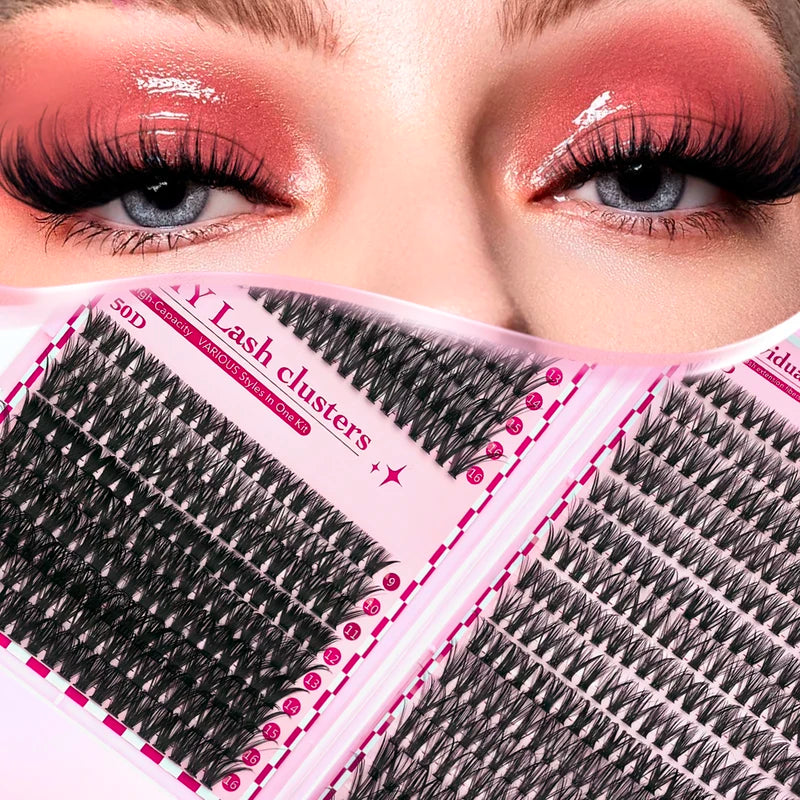 700PCS DIY Eyelash Extension Kit Mixed Length 9-16mm with D-Curl Lashes for Festive & Personal Use