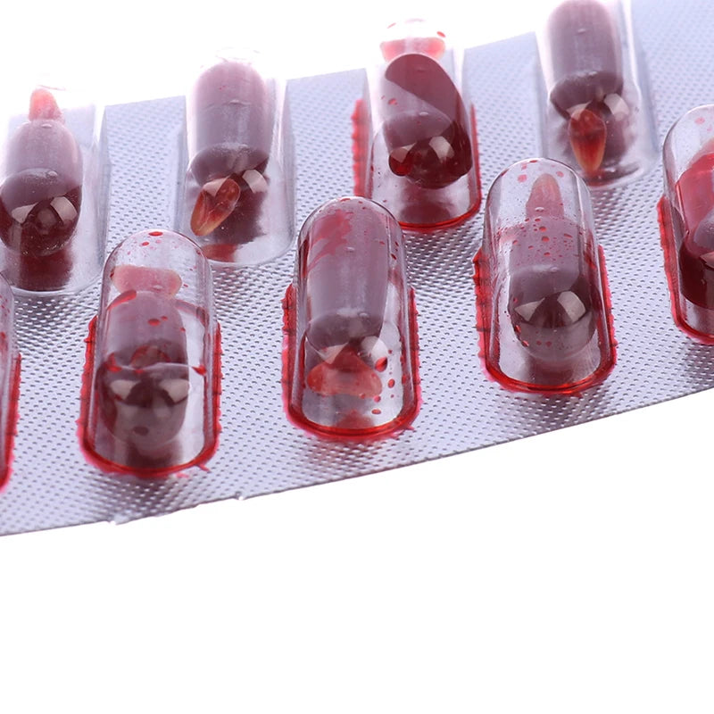 10Pcs Fake Blood Capsule Set for Halloween Makeup and Pranks