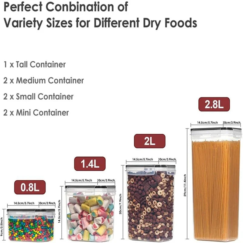 7pcs Food Storage Containers Set BPA Free Airtight Kitchen Organizer with Stickers and Pen