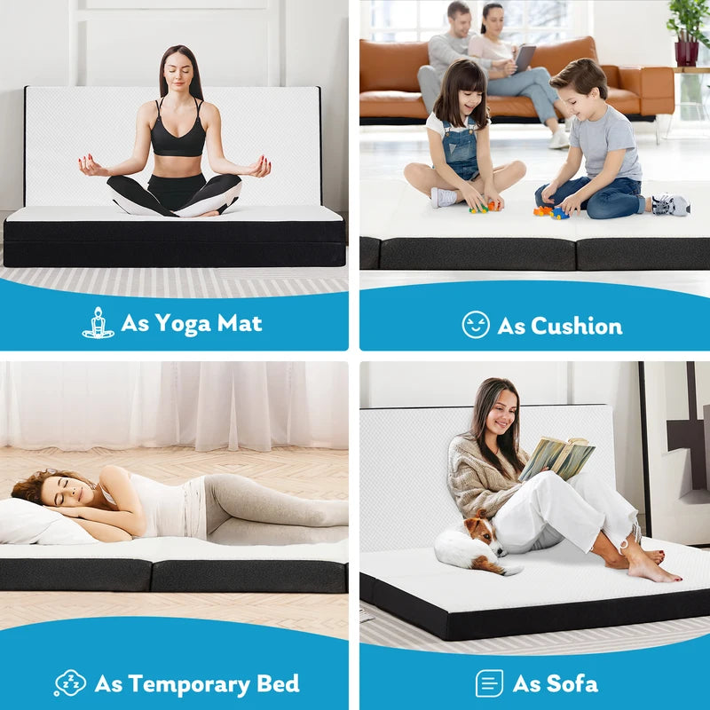 Portable Foldable Floor Bed Mattress for Travel Camping Yoga CertiPUR-US Certified