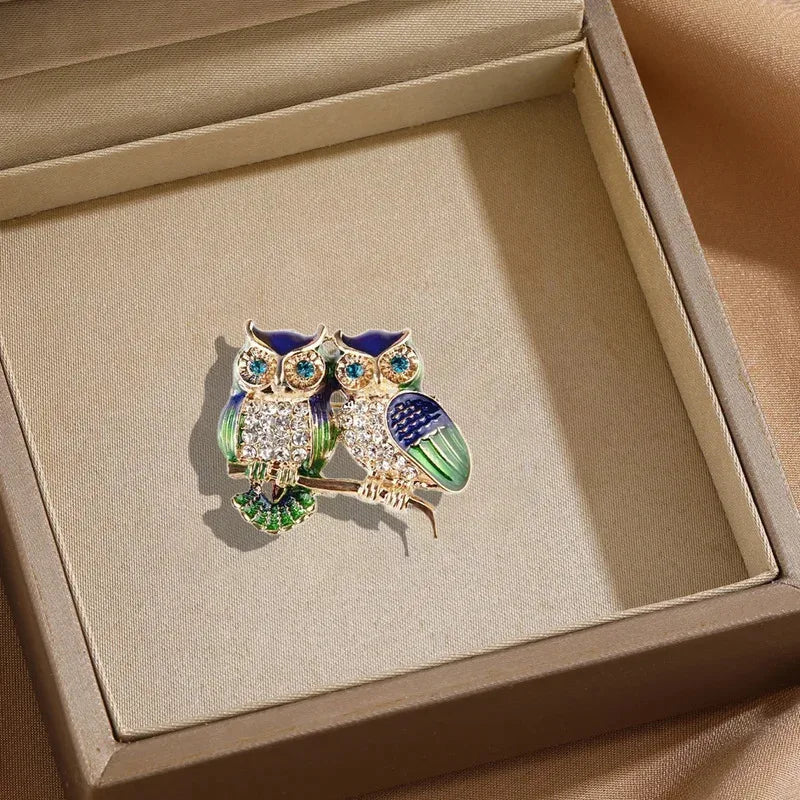 Owl Brooch Pin for Clothing Bags & Scarves - Rhinestone Animal Lapel Accessory