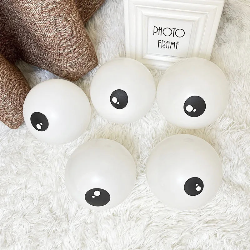 Halloween Latex Balloons with Eye Design - 50/30/20/10Pcs White & Black Party Decorations